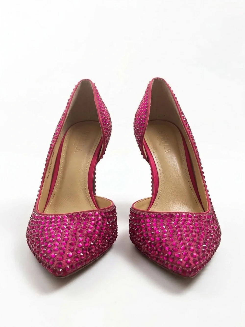 Betsey Johnson Hazil Hot Pink Rhinestone Crystal Heels Pumps 7